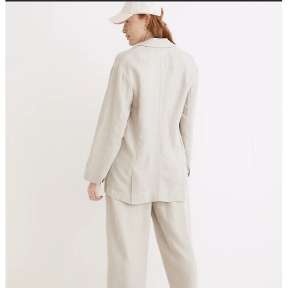 NWT Madewell Breezewoven Larsen Linen Blazer in Pale Sage Gray Green M - Picture 2 of 15